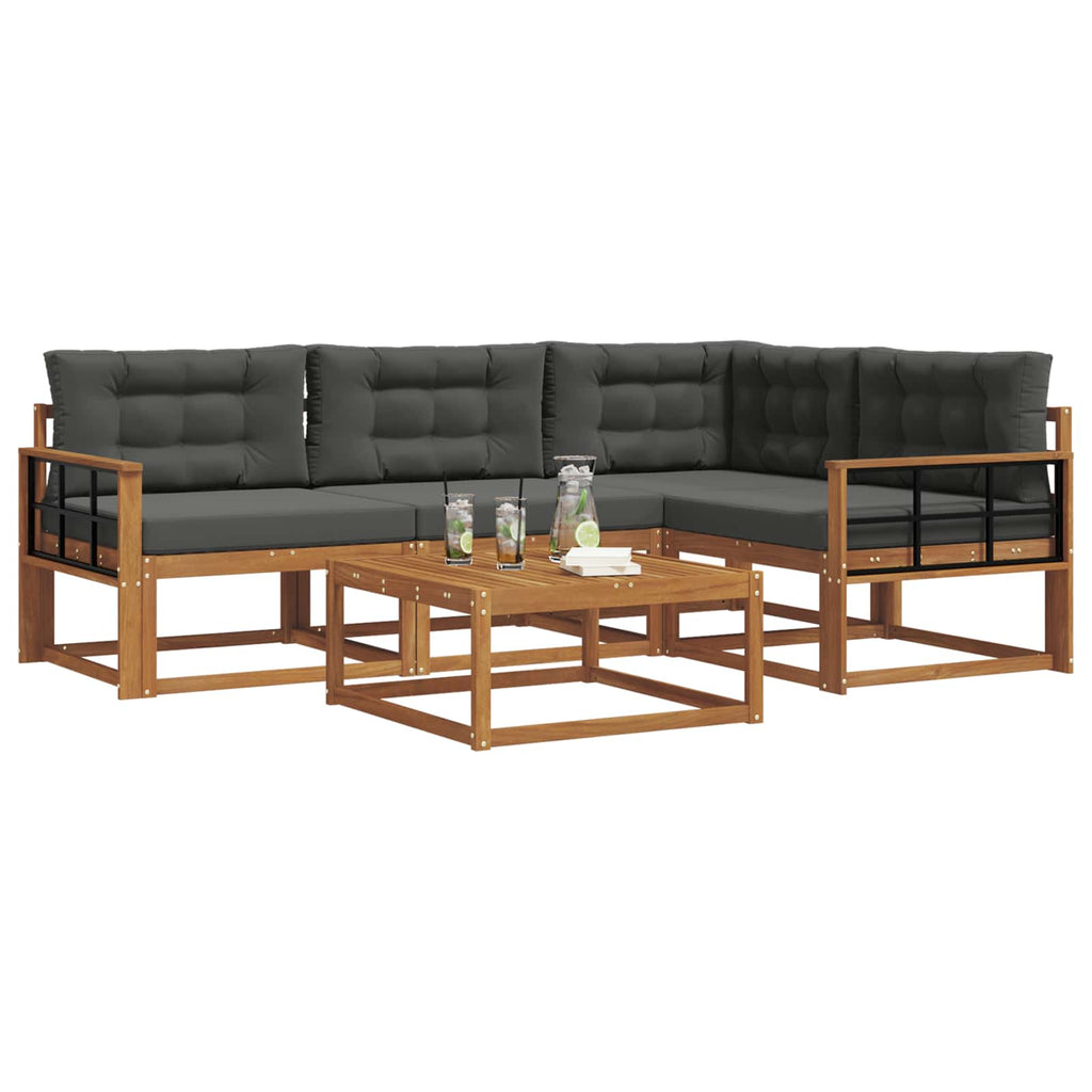Outdoor-Sofagarnitur mit Kissen 5 pcs Natur und Anthrazit