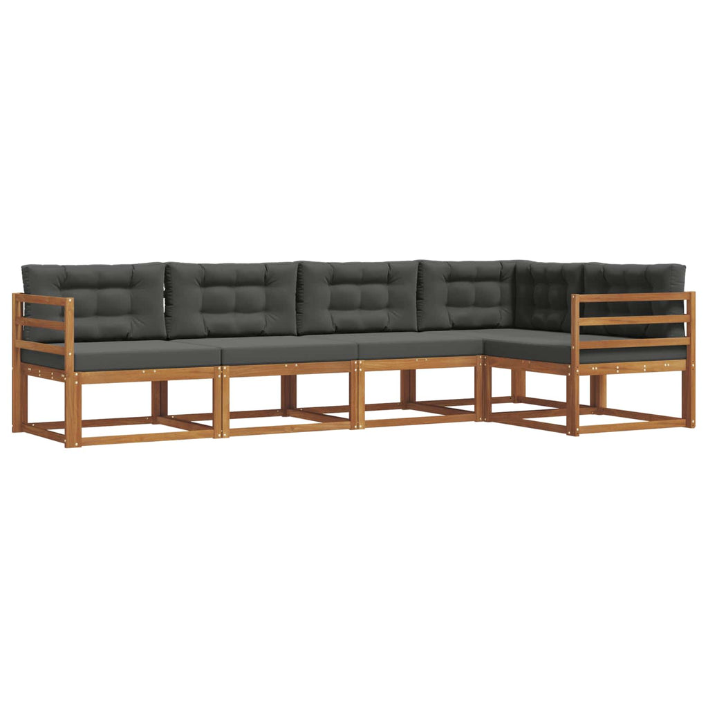 Outdoor-Sofagarnitur mit Kissen 5 pcs Natur und Anthrazit