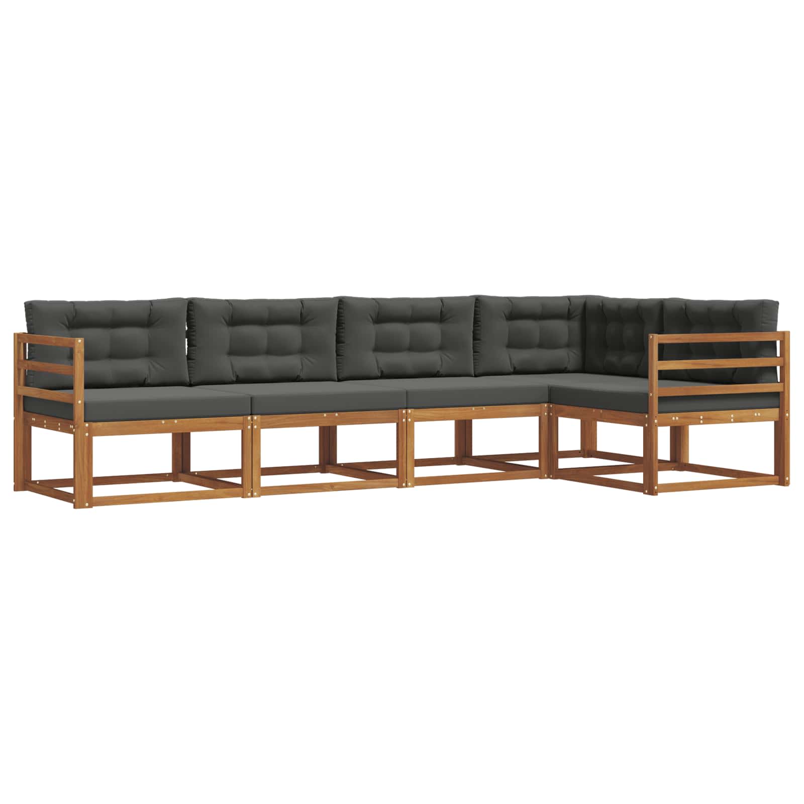 Outdoor-Sofagarnitur mit Kissen 5 pcs Natur und Anthrazit