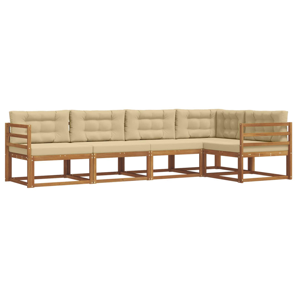 Outdoor-Sofagarnitur mit Kissen 5 pcs Natur und Beige