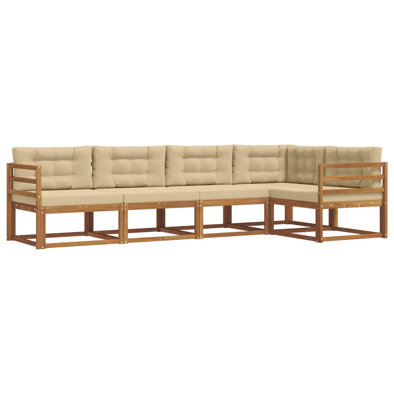 Outdoor-Sofagarnitur mit Kissen 5 pcs Natur und Beige