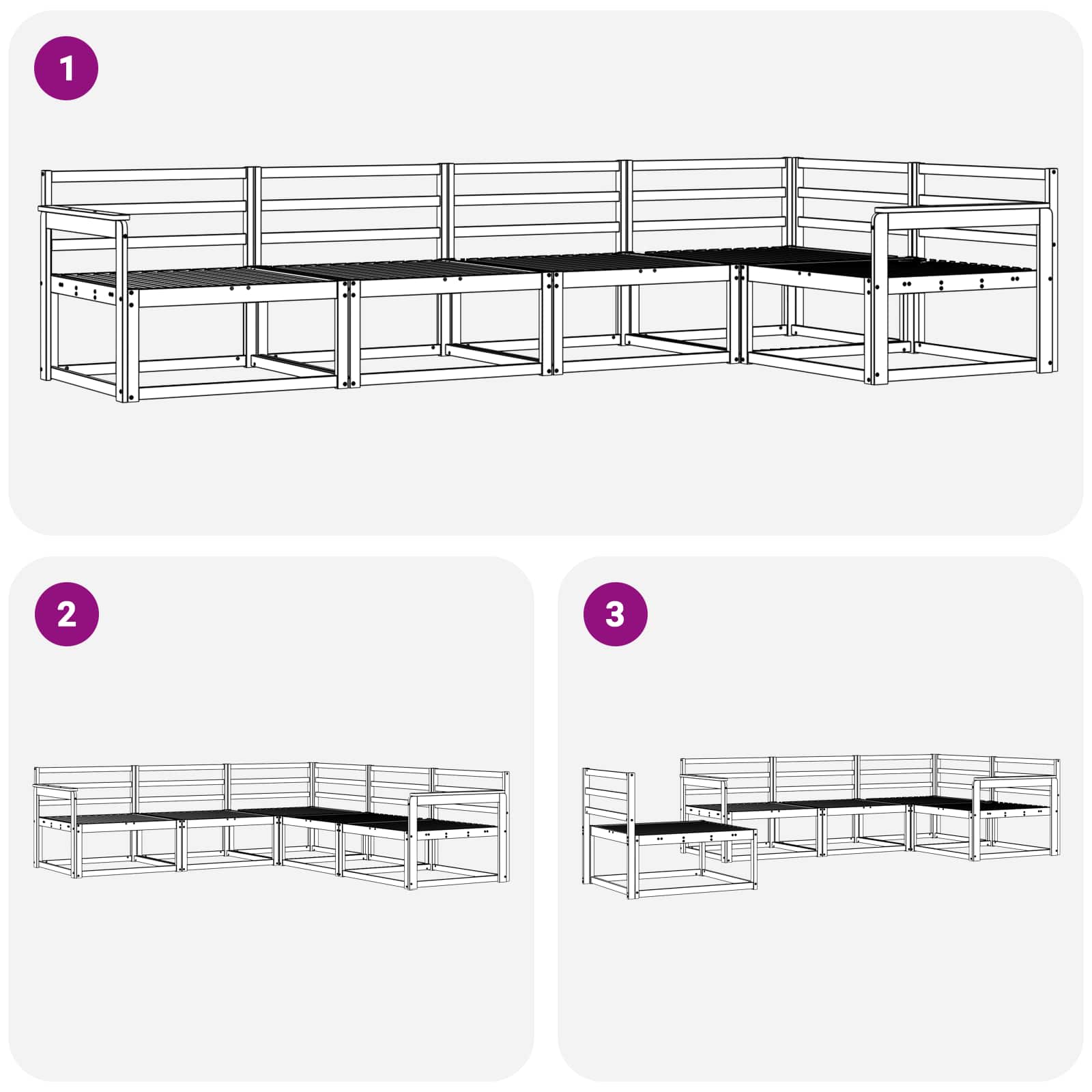 Outdoor-Sofagarnitur 5 pcs Natur Massivholz Akazie