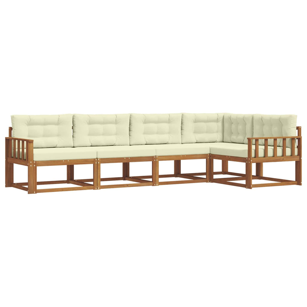 Outdoor-Sofagarnitur mit Kissen 5 pcs Natur und Creme