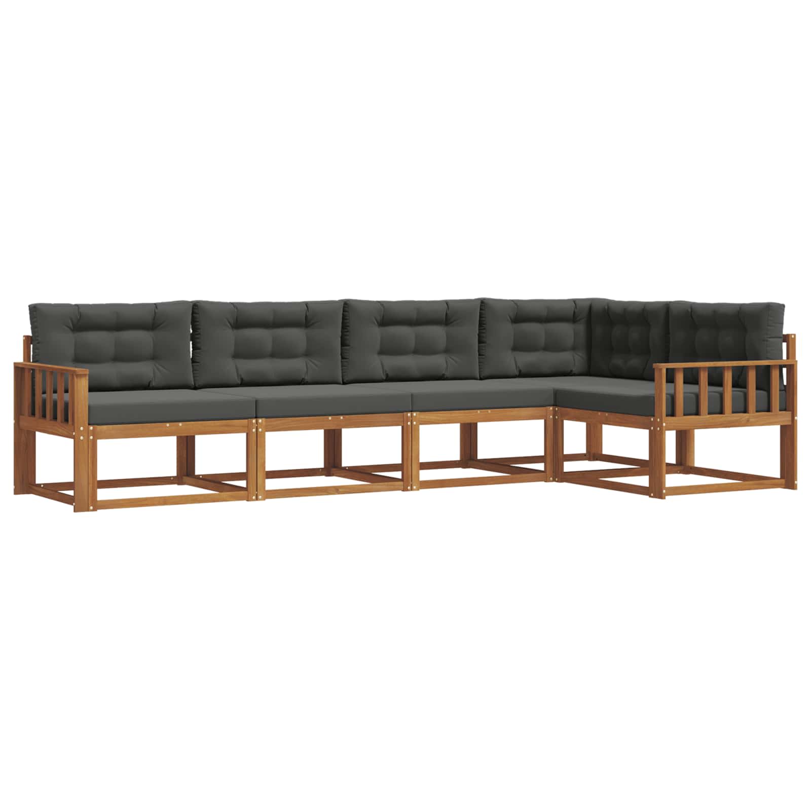 Outdoor-Sofagarnitur mit Kissen 5 pcs Natur und Anthrazit