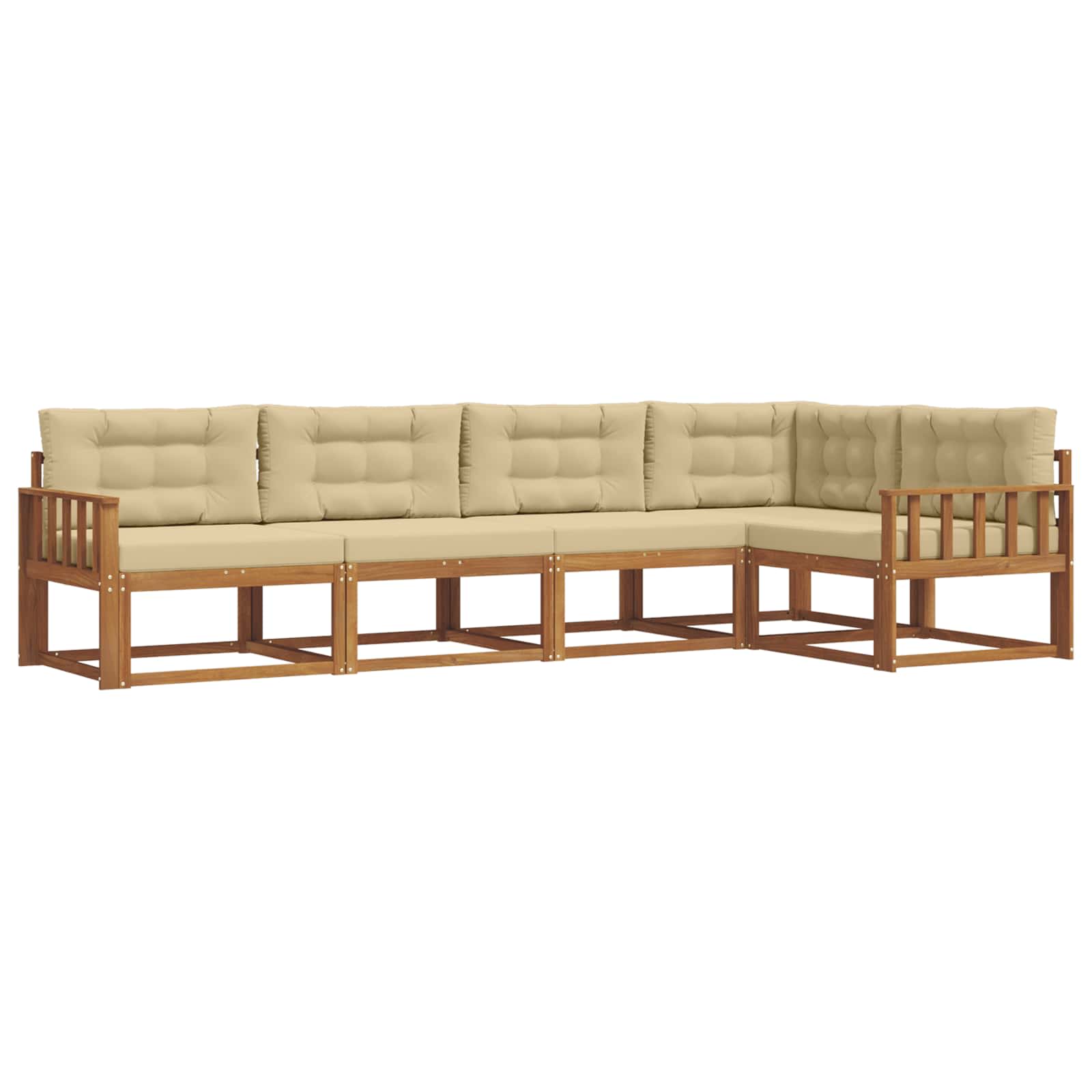 Outdoor-Sofagarnitur mit Kissen 5 pcs Natur und Beige