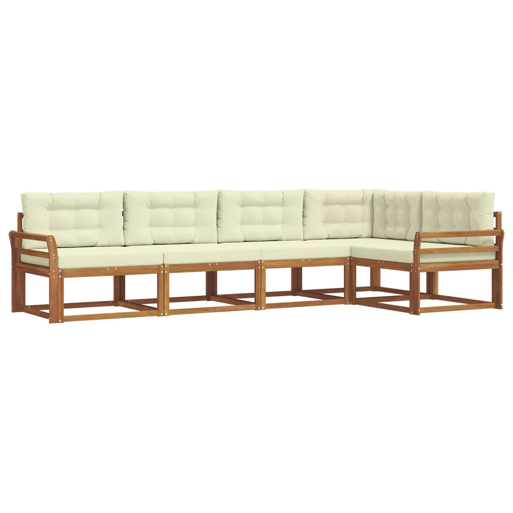 Outdoor-Sofagarnitur mit Kissen 5 pcs Natur und Creme