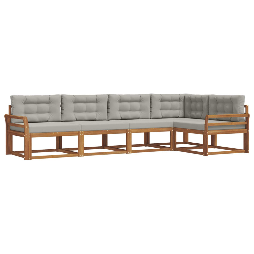 Outdoor-Sofagarnitur mit Kissen 5 pcs Natürlich und Hellgrau