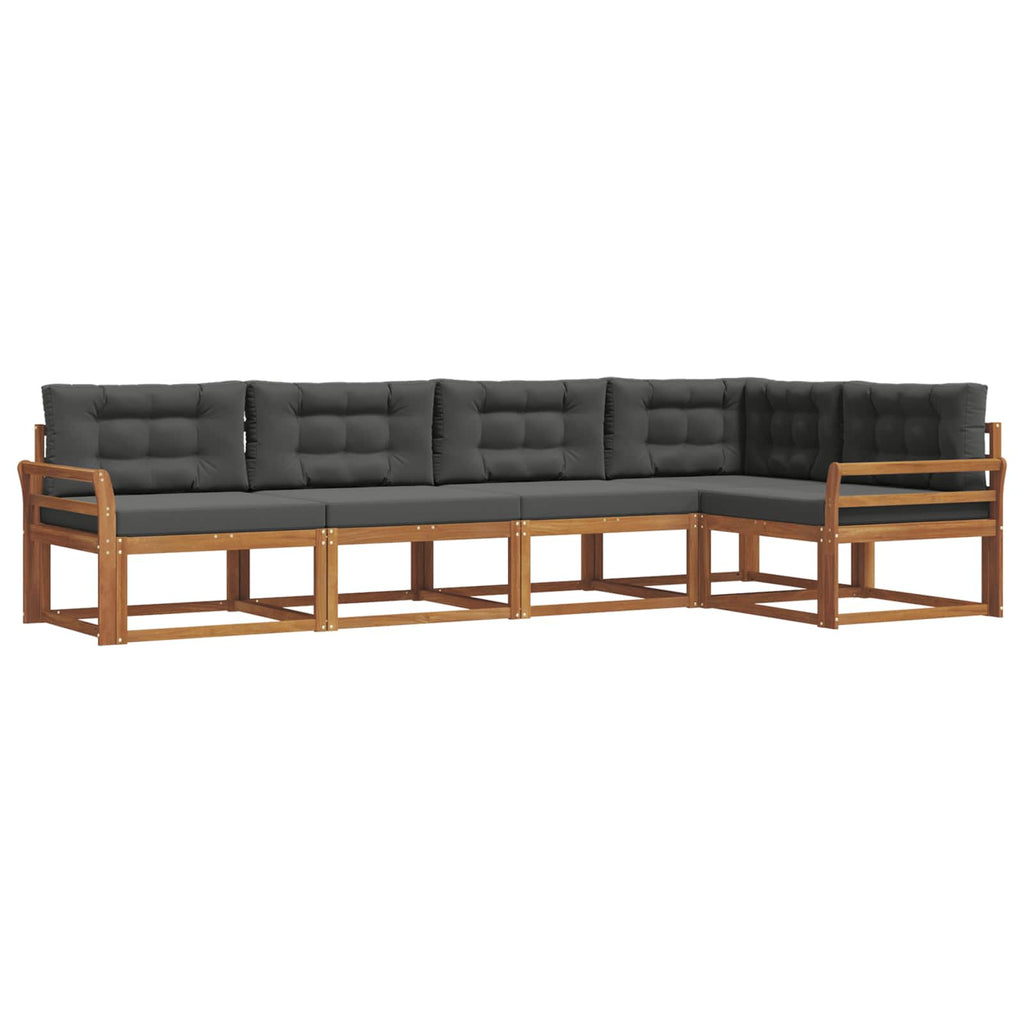 Outdoor-Sofagarnitur mit Kissen 5 pcs Natur und Anthrazit