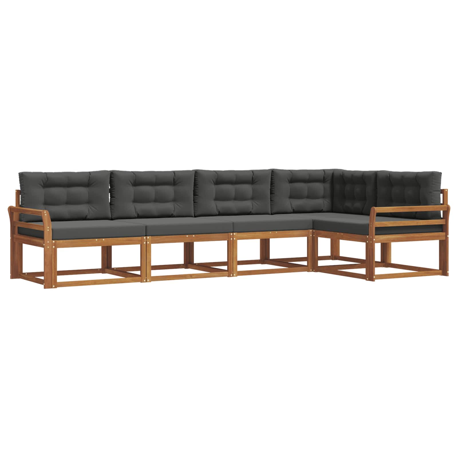Outdoor-Sofagarnitur mit Kissen 5 pcs Natur und Anthrazit