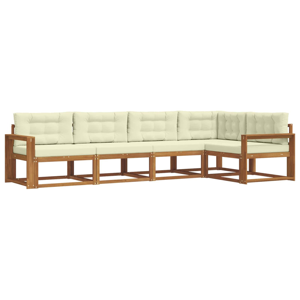 Outdoor-Sofagarnitur mit Kissen 5 pcs Natur und Creme