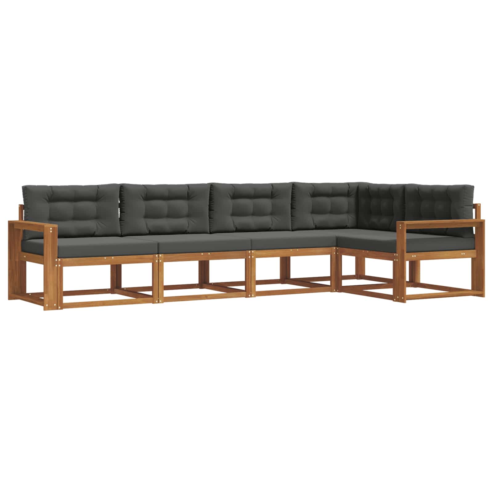 Outdoor-Sofagarnitur mit Kissen 5 pcs Natur und Anthrazit