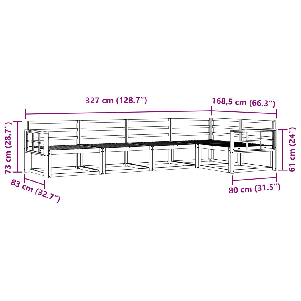 Outdoor-Sofagarnitur 5 pcs Natur Massivholz Akazie