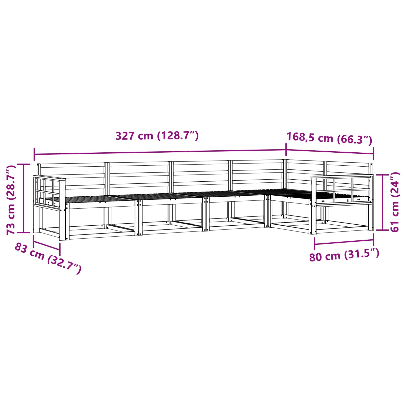 Outdoor-Sofagarnitur 5 pcs Natur Massivholz Akazie