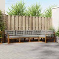 Outdoor-Sofagarnitur mit Kissen 5 pcs Natürlich und Hellgrau