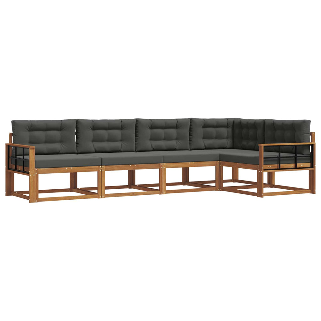 Outdoor-Sofagarnitur mit Kissen 5 pcs Natur und Anthrazit