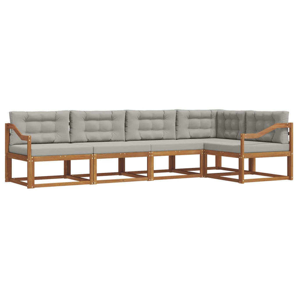Outdoor-Sofagarnitur mit Kissen 5 pcs Natürlich und Hellgrau