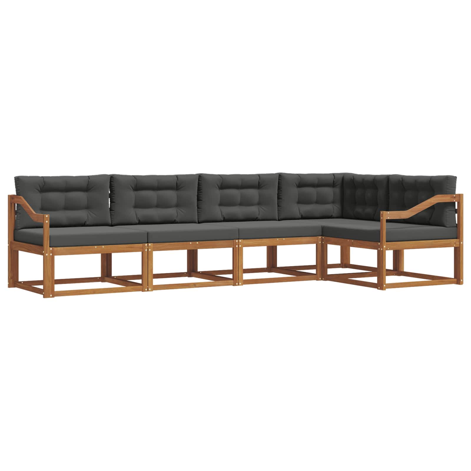 Outdoor-Sofagarnitur mit Kissen 5 pcs Natur und Anthrazit
