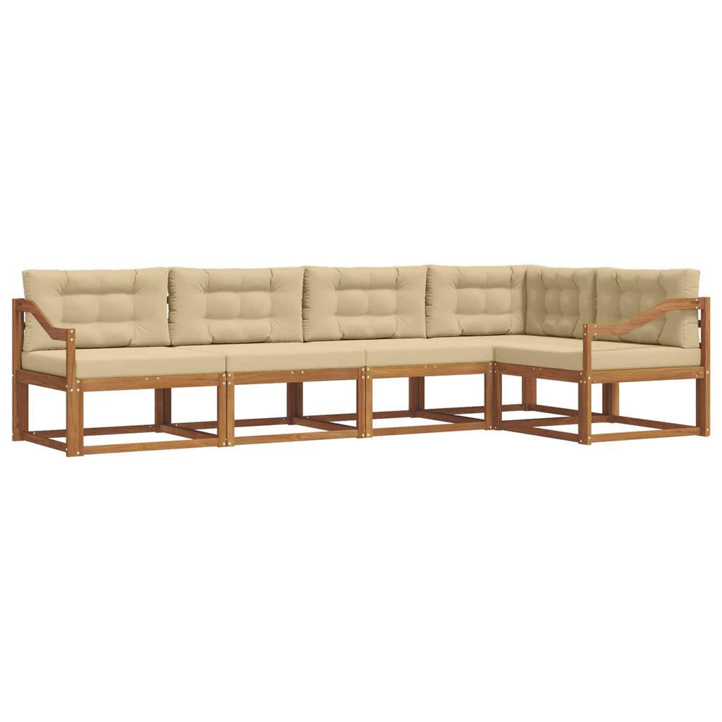 Outdoor-Sofagarnitur mit Kissen 5 pcs Natur und Beige
