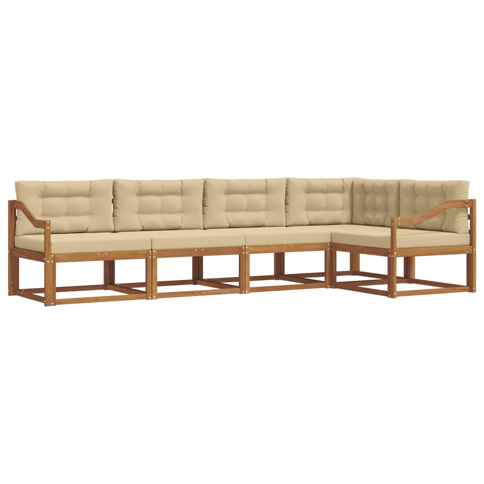 Outdoor-Sofagarnitur mit Kissen 5 pcs Natur und Beige