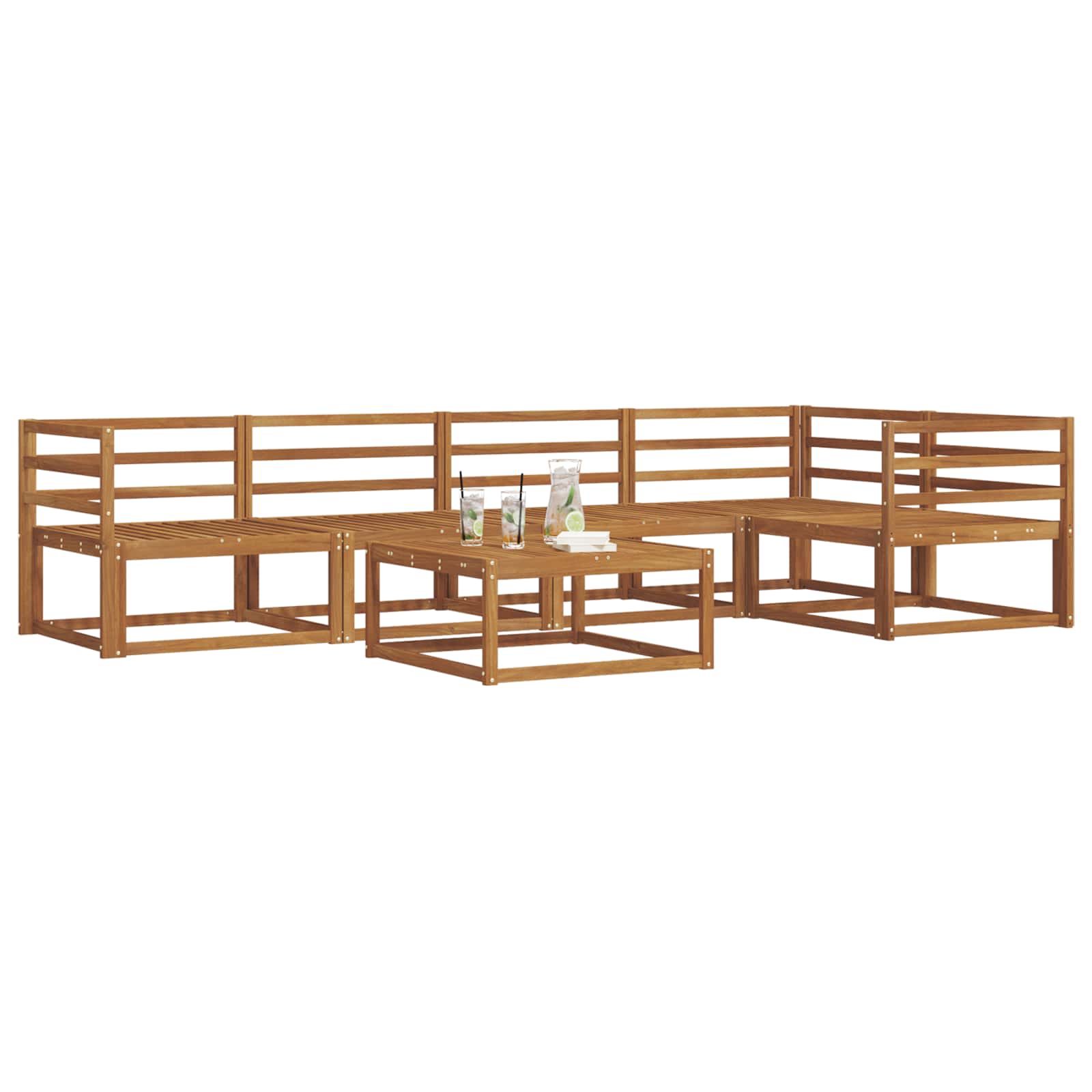 Outdoor-Sofagarnitur 6 pcs Natur Massivholz Akazie
