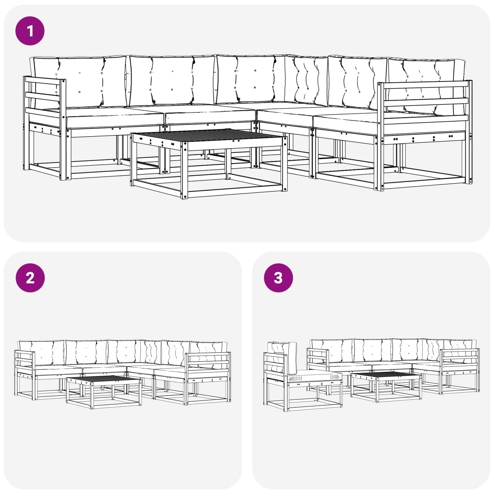 Outdoor-Sofagarnitur mit Kissen 6 pcs Natur und Creme