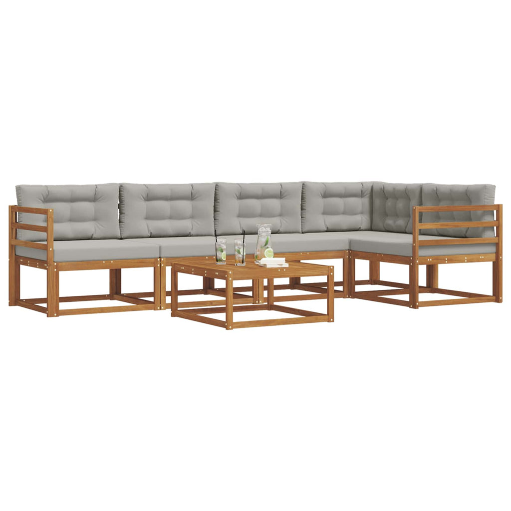Outdoor-Sofagarnitur mit Kissen 6 pcs Natürlich und Hellgrau