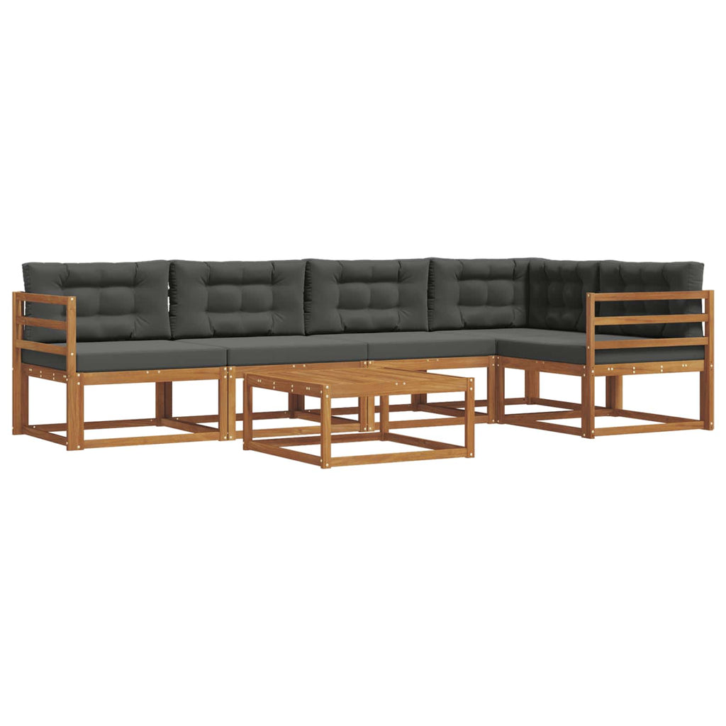 Outdoor-Sofagarnitur mit Kissen 6 pcs Natur und Anthrazit