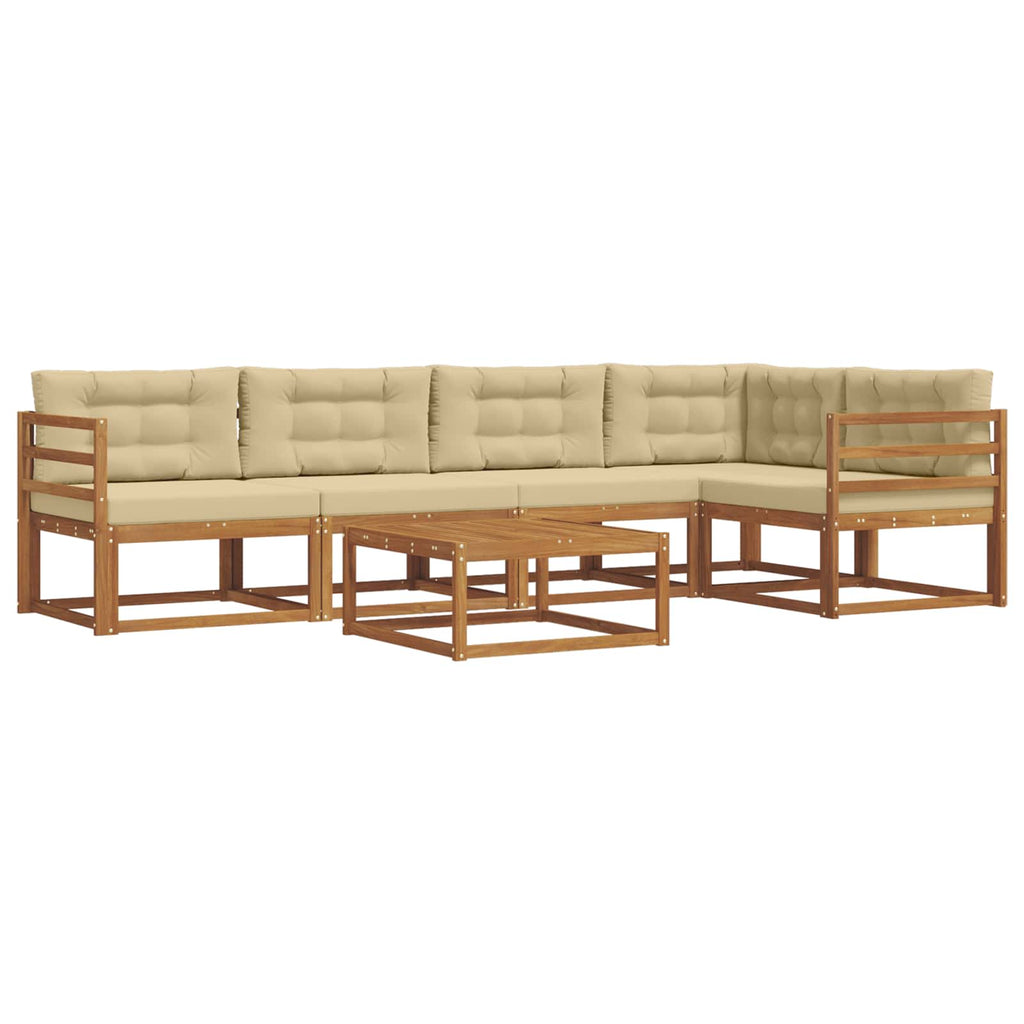 Outdoor-Sofagarnitur mit Kissen 6 pcs Natur und Beige