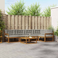 Outdoor-Sofagarnitur mit Kissen 6 pcs Natürlich und Hellgrau