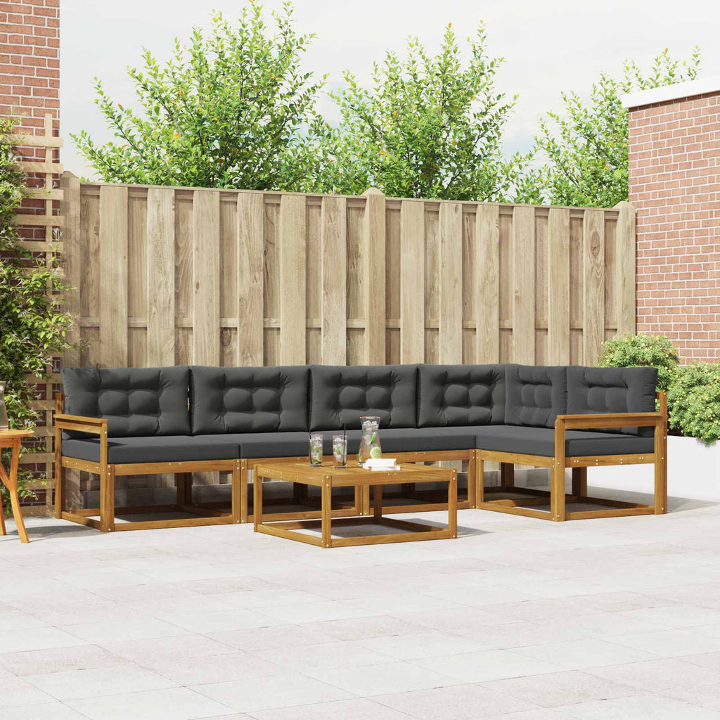 Outdoor-Sofagarnitur mit Kissen 6 pcs Natur und Anthrazit