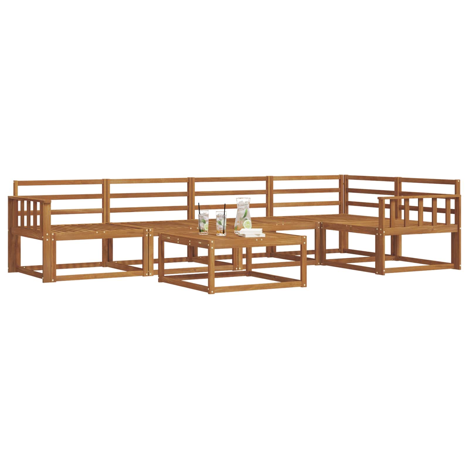 Outdoor-Sofagarnitur 6 pcs Natur Massivholz Akazie