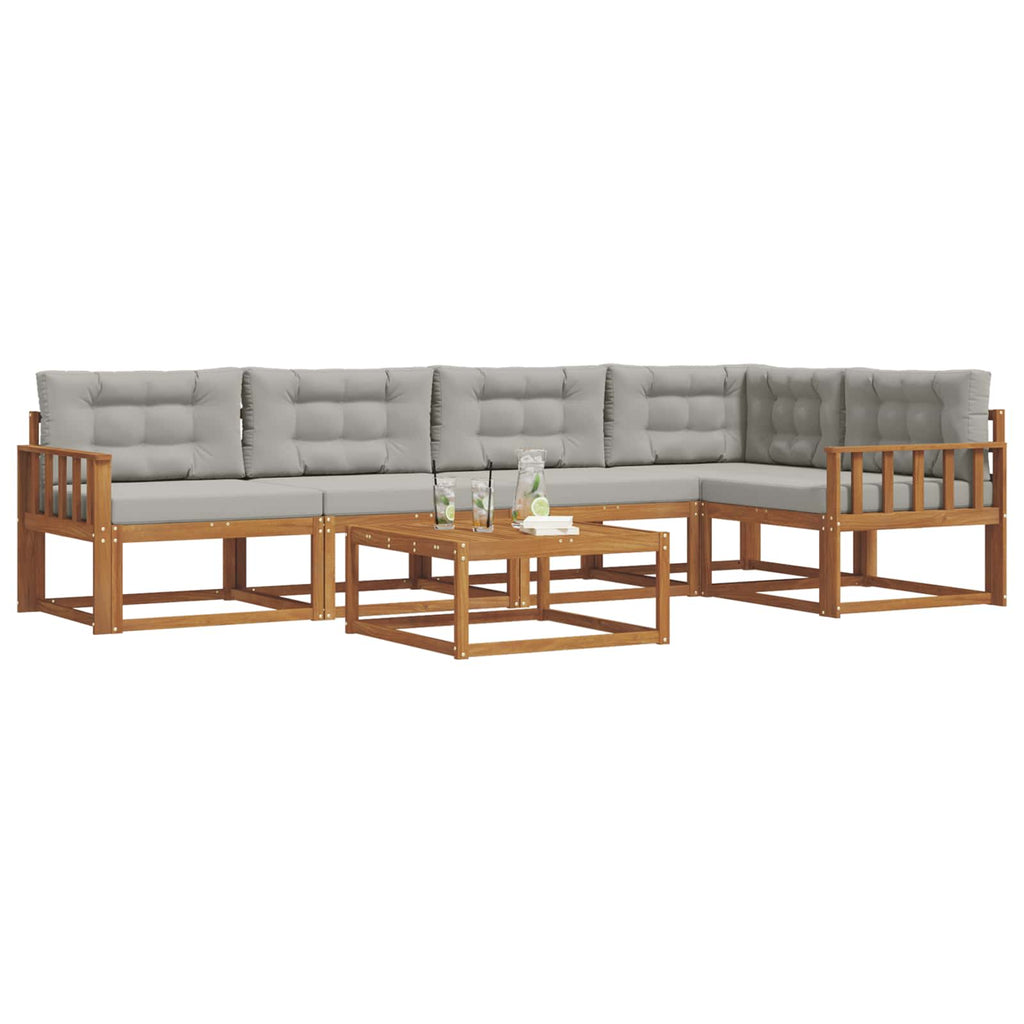 Outdoor-Sofagarnitur mit Kissen 6 pcs Natürlich und Hellgrau