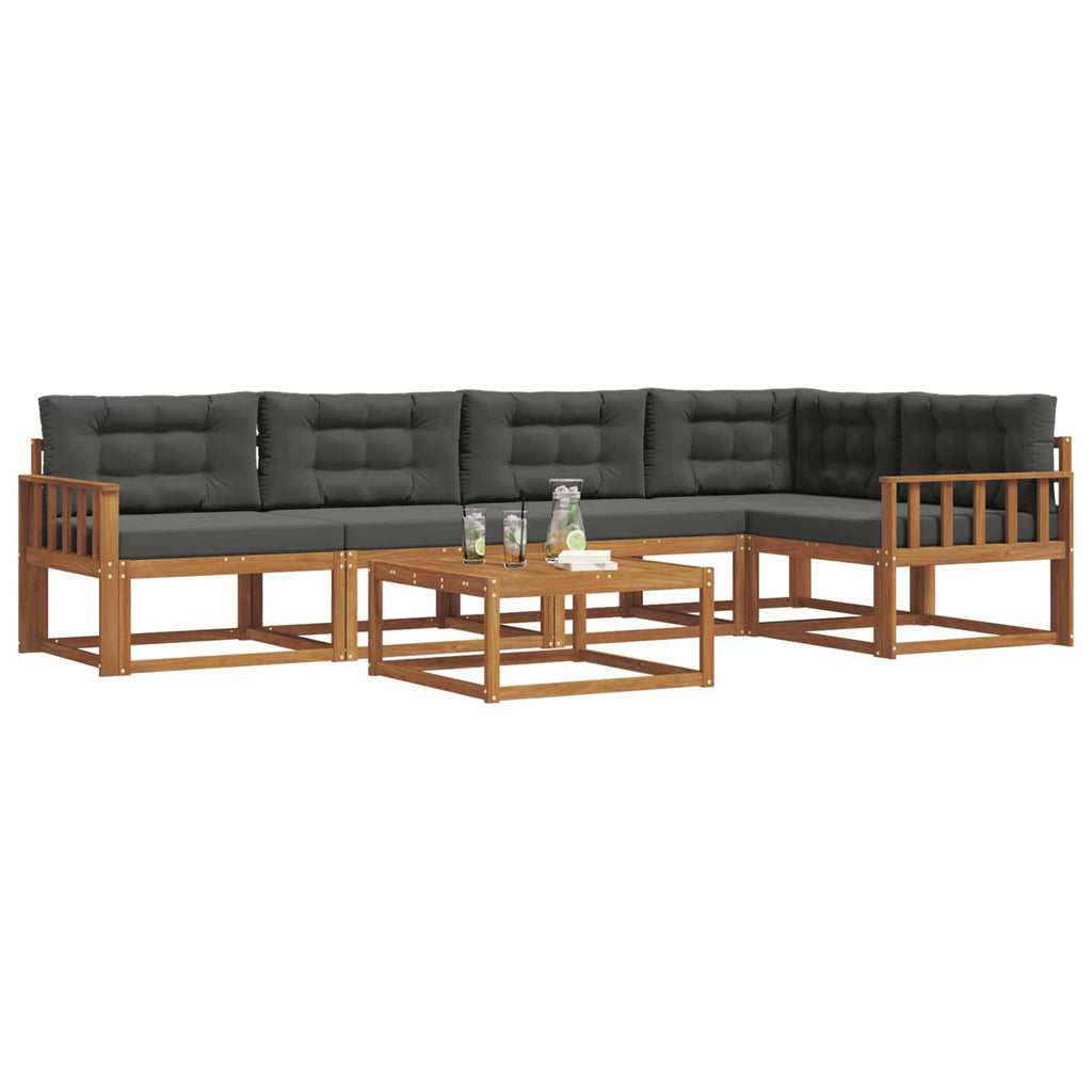 Outdoor-Sofagarnitur mit Kissen 6 pcs Natur und Anthrazit