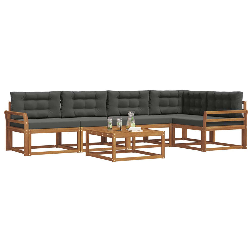 Outdoor-Sofagarnitur mit Kissen 6 pcs Natur und Anthrazit
