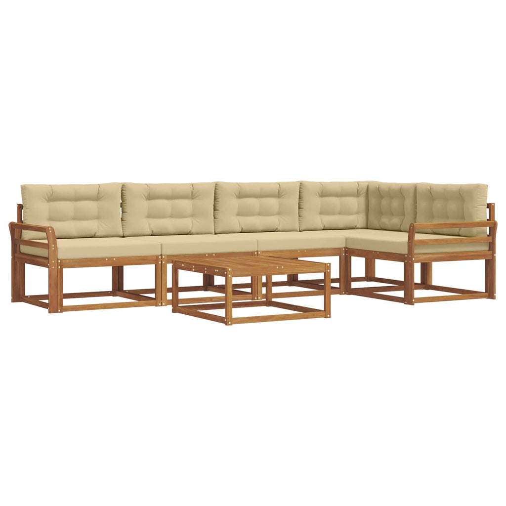 Outdoor-Sofagarnitur mit Kissen 6 pcs Natur und Beige
