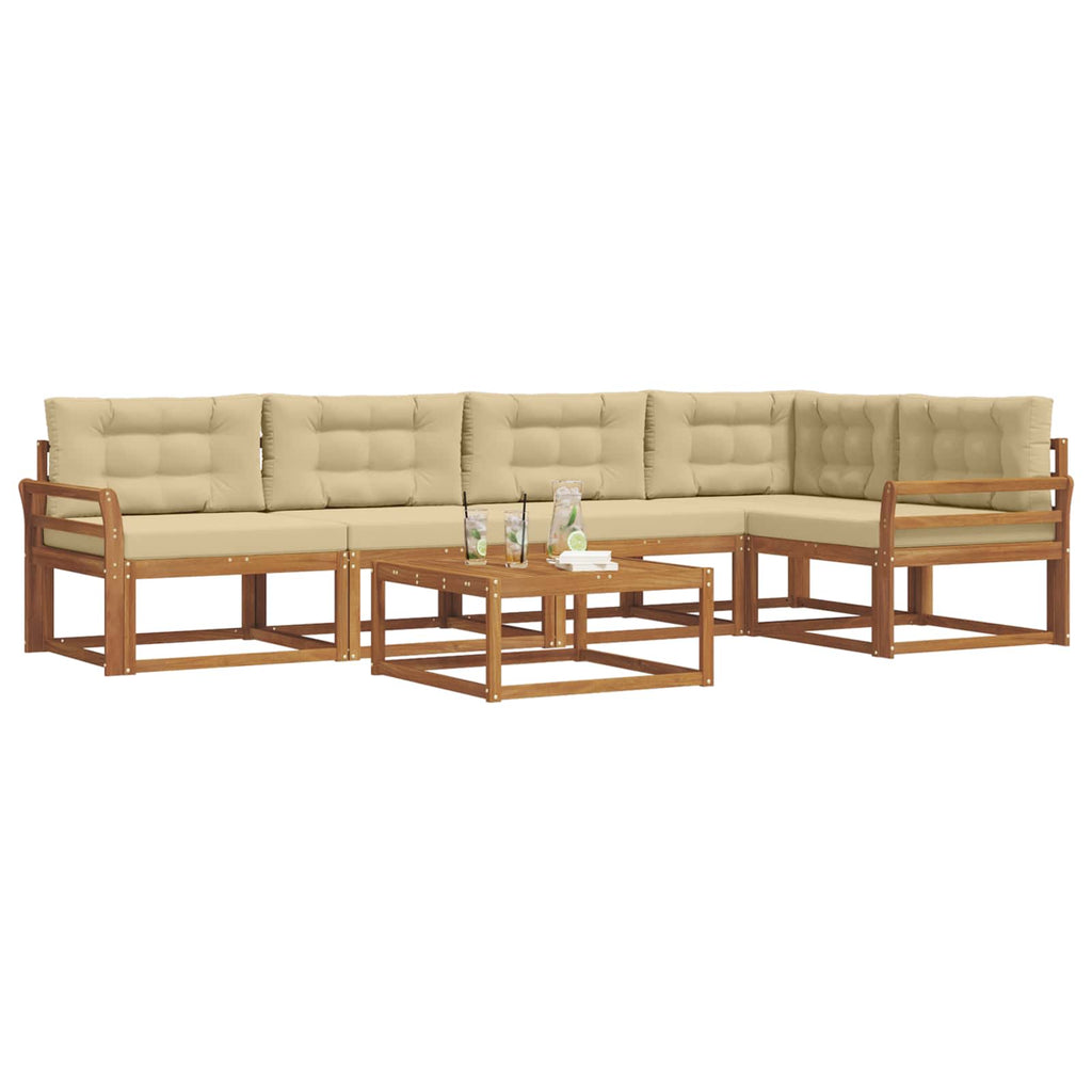 Outdoor-Sofagarnitur mit Kissen 6 pcs Natur und Beige