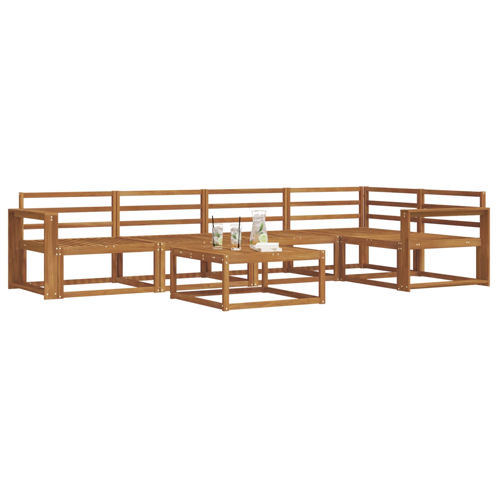 Outdoor-Sofagarnitur 6 pcs Natur Massivholz Akazie