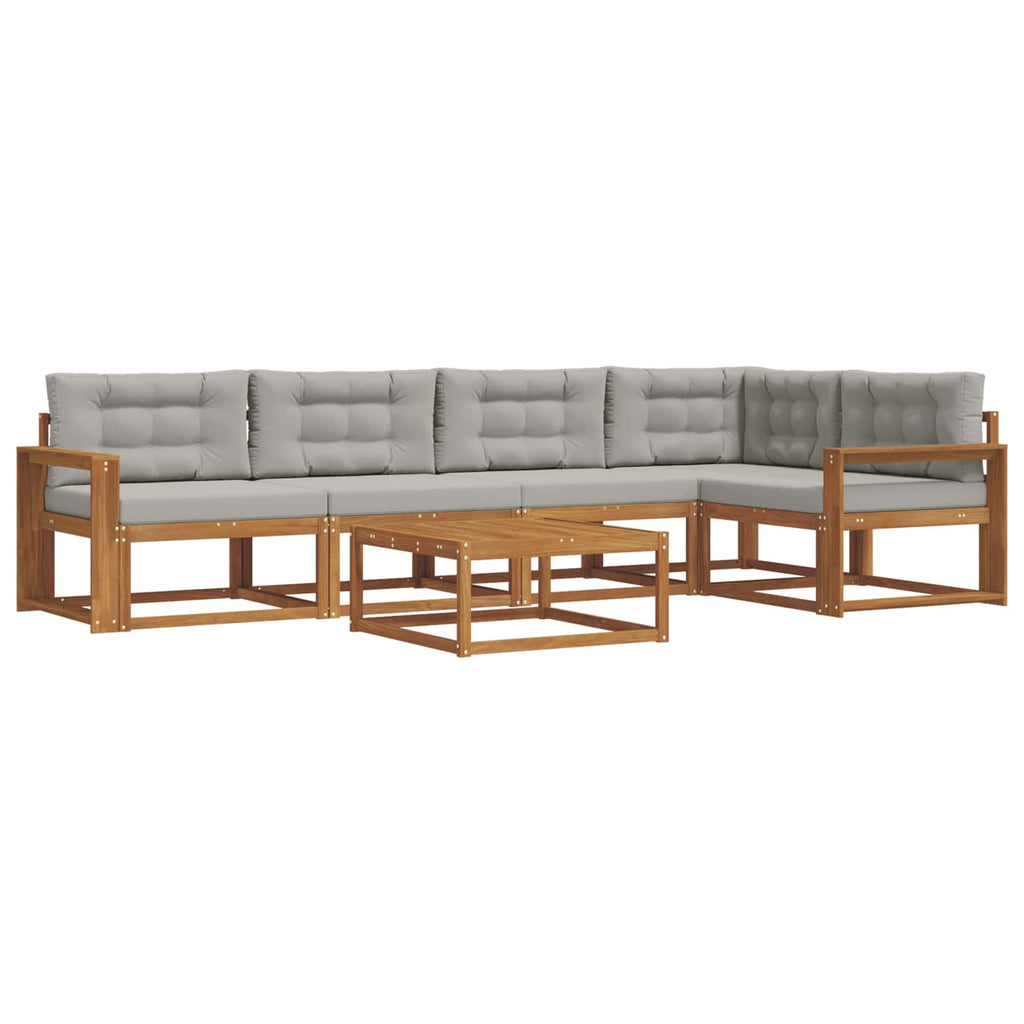 Outdoor-Sofagarnitur mit Kissen 6 pcs Natürlich und Hellgrau