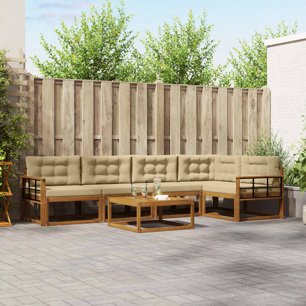 Outdoor-Sofagarnitur mit Kissen 6 pcs Natur und Beige