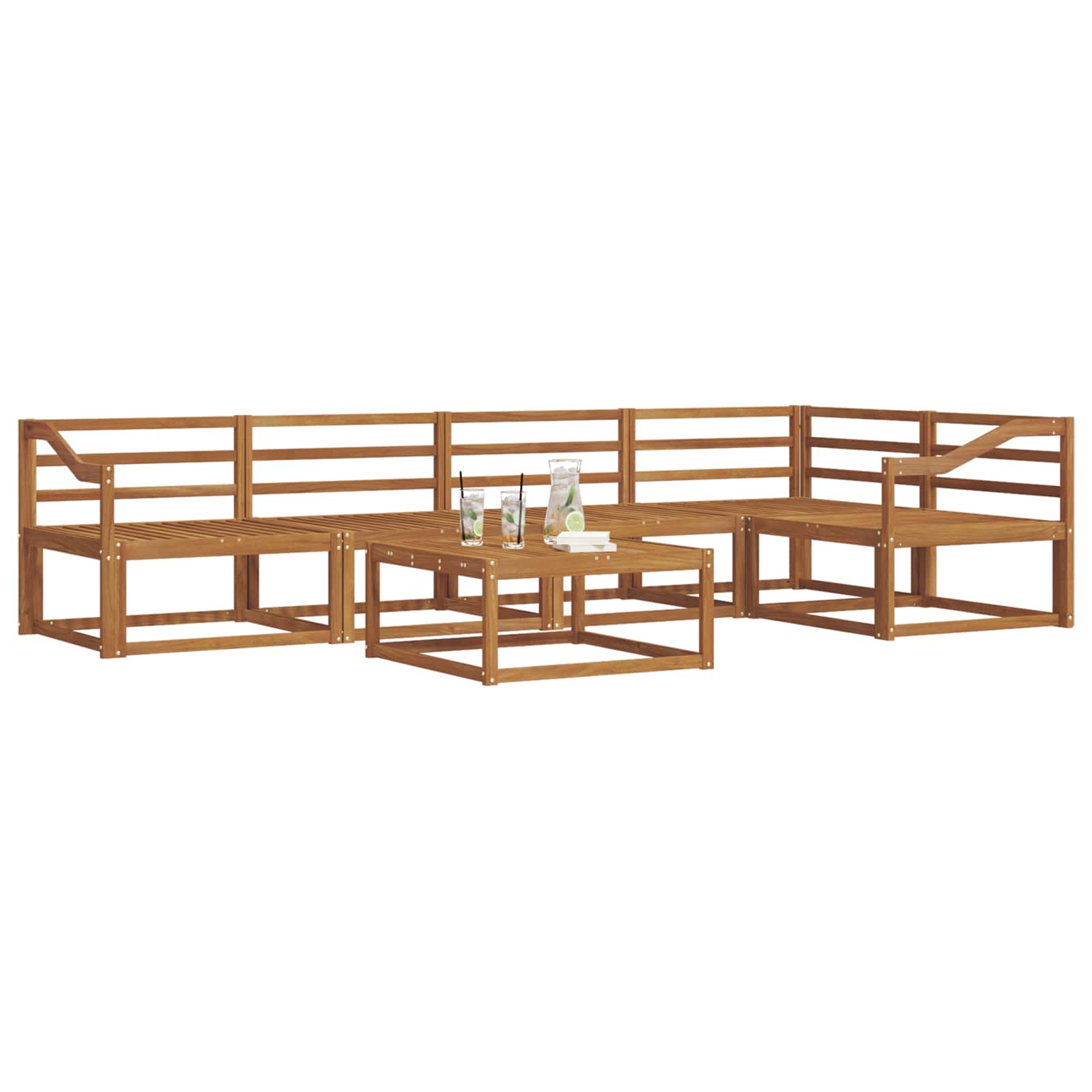 Outdoor-Sofagarnitur 6 pcs Natur Massivholz Akazie
