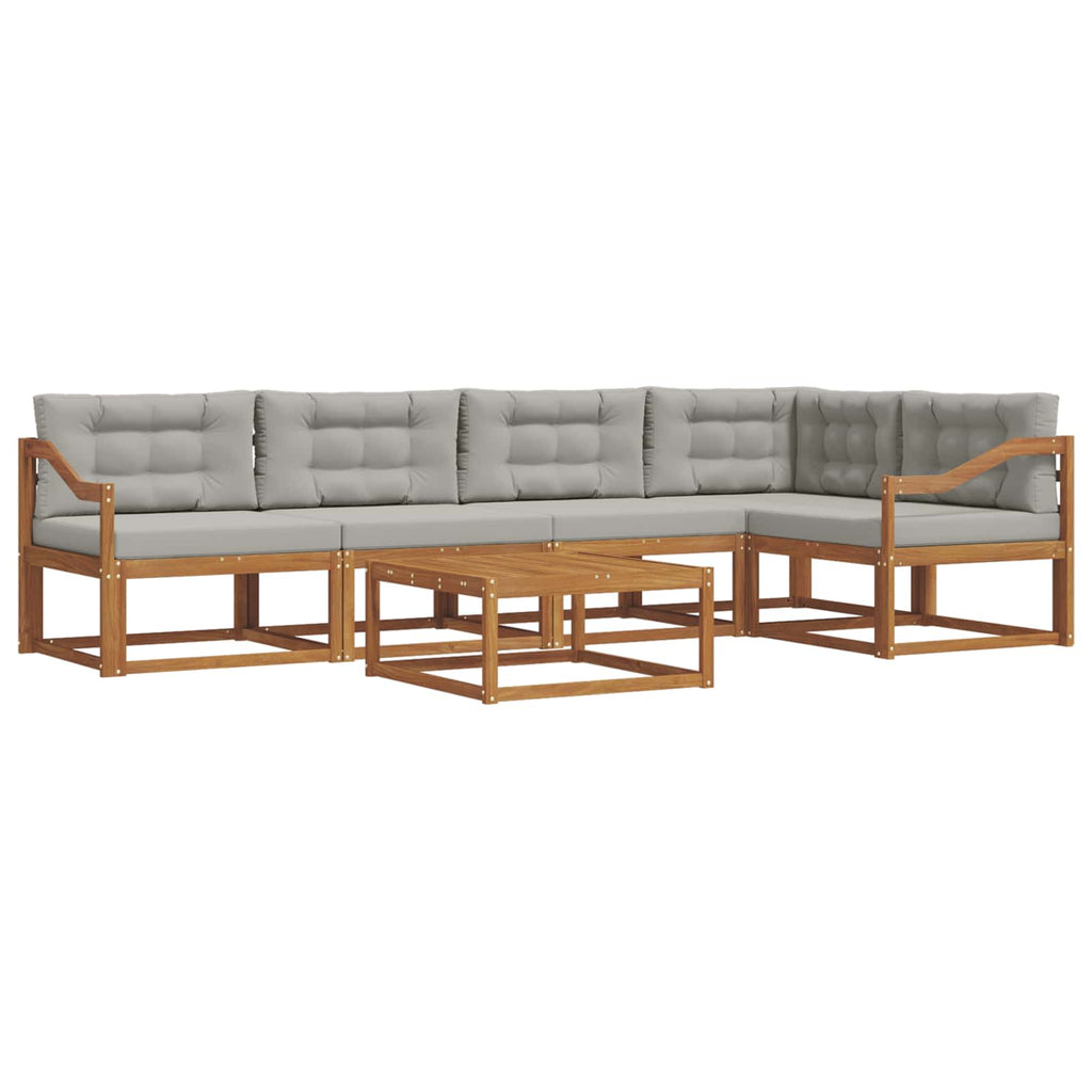 Outdoor-Sofagarnitur mit Kissen 6 pcs Natürlich und Hellgrau