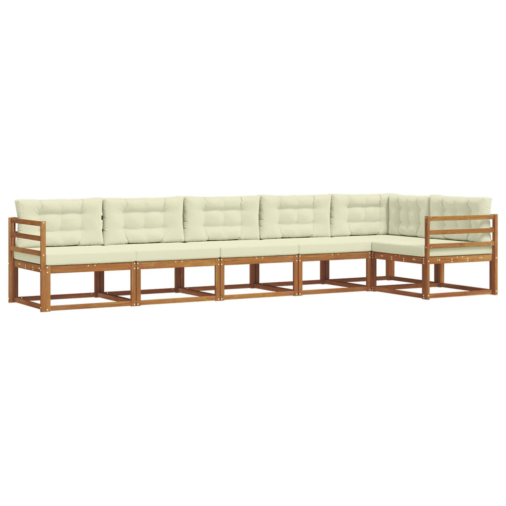 Outdoor-Sofagarnitur mit Kissen 6 pcs Natur und Creme