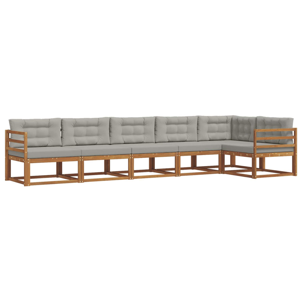 Outdoor-Sofagarnitur mit Kissen 6 pcs Natürlich und Hellgrau