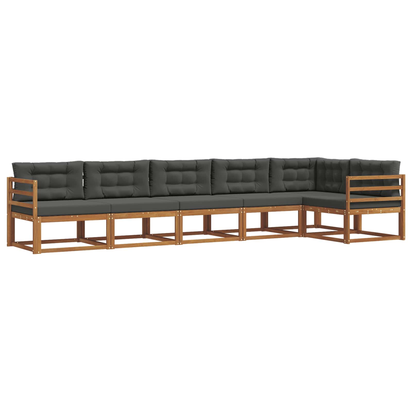 Outdoor-Sofagarnitur mit Kissen 6 pcs Natur und Anthrazit
