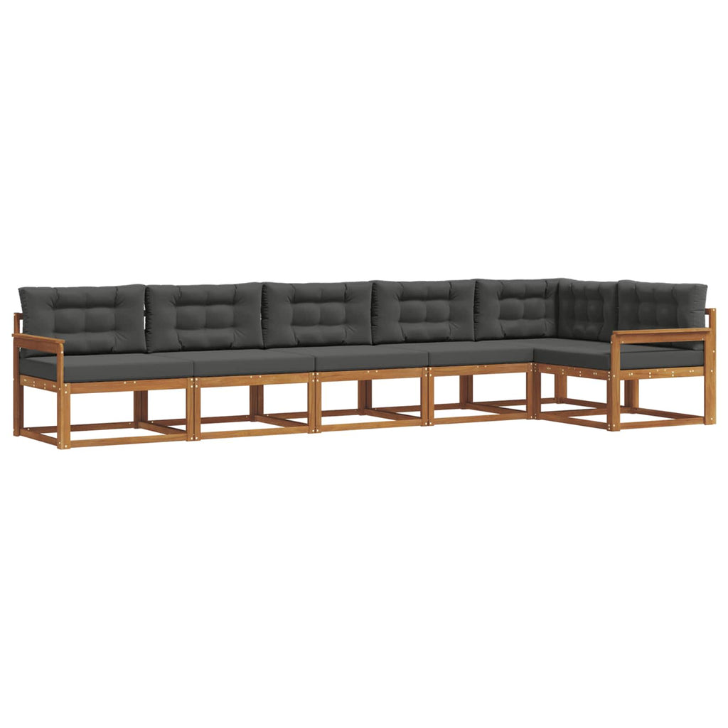 Outdoor-Sofagarnitur mit Kissen 6 pcs Natur und Anthrazit