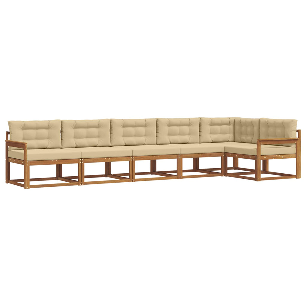 Outdoor-Sofagarnitur mit Kissen 6 pcs Natur und Beige
