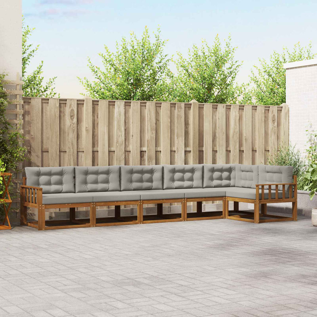 Outdoor-Sofagarnitur mit Kissen 6 pcs Natürlich und Hellgrau