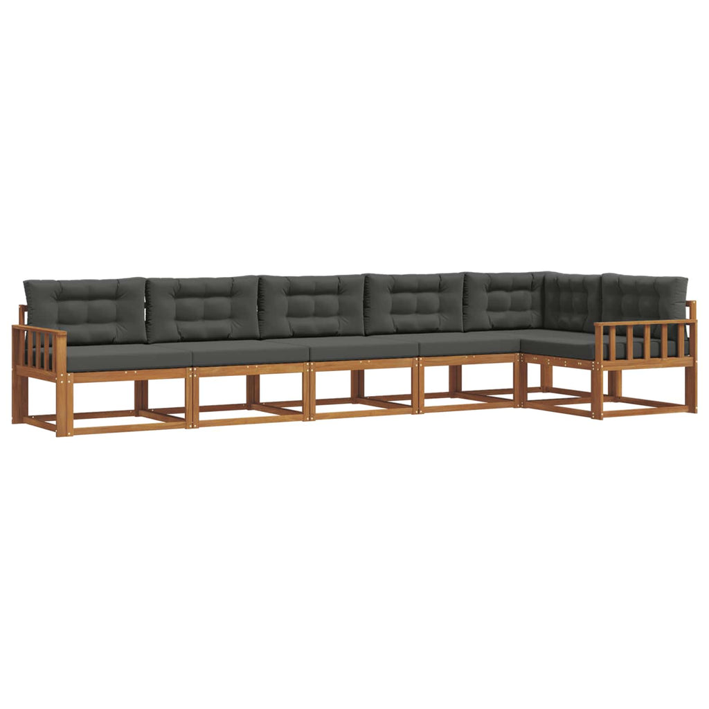 Outdoor-Sofagarnitur mit Kissen 6 pcs Natur und Anthrazit