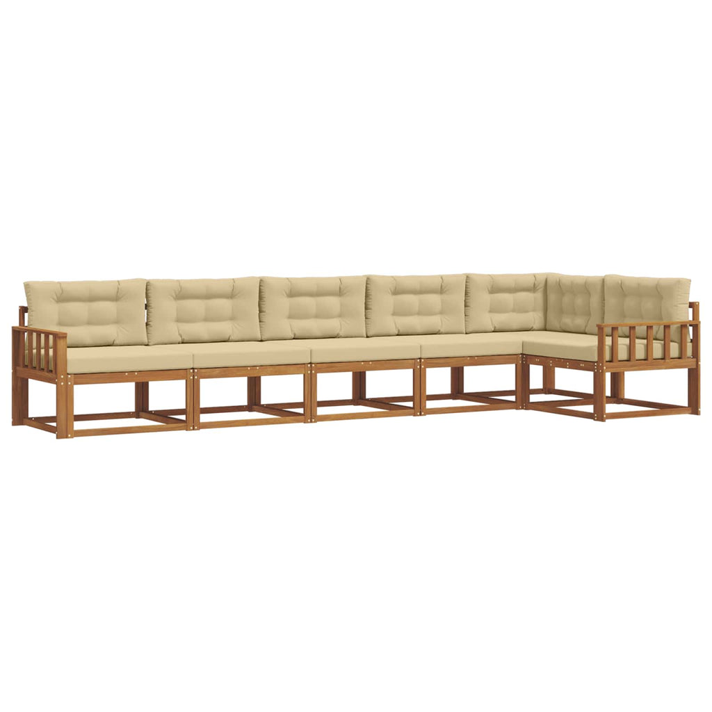 Outdoor-Sofagarnitur mit Kissen 6 pcs Natur und Beige