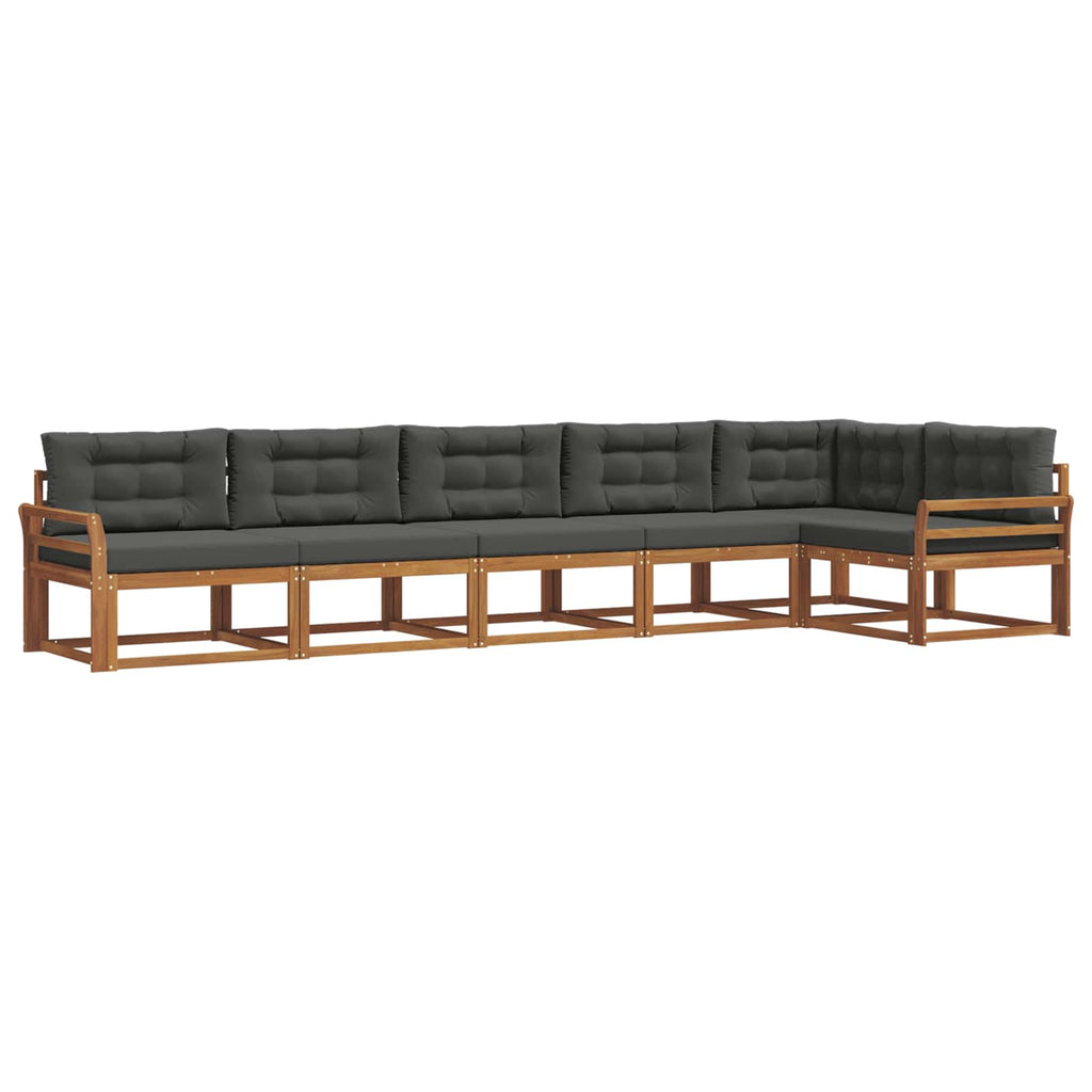 Outdoor-Sofagarnitur mit Kissen 6 pcs Natur und Anthrazit